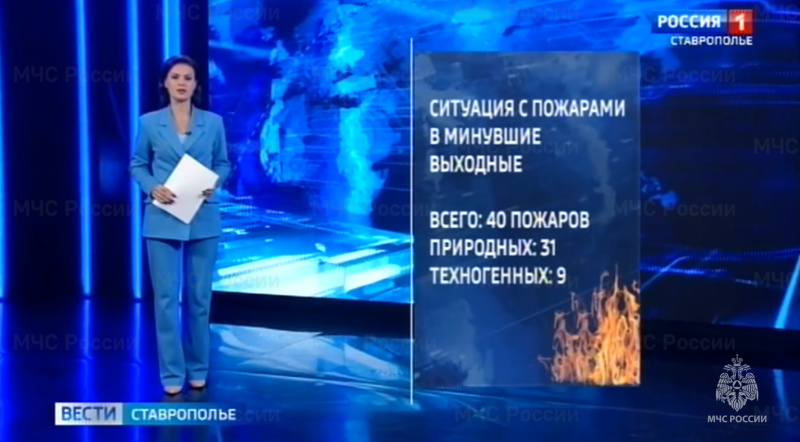 ГТРК "Ставрополье": Cтавропольские огнеборцы за два дня потушили 40 возгораний